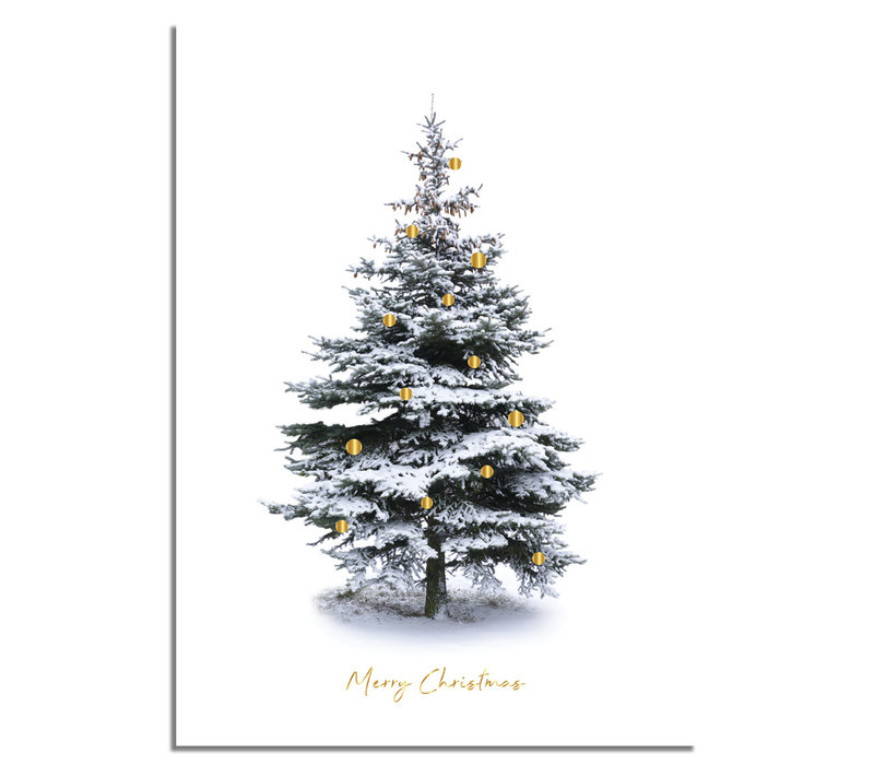 Weihnachtsposter Frohe Weihnachten Weihnachtsbaum - Gold Weihnachtskugeln
