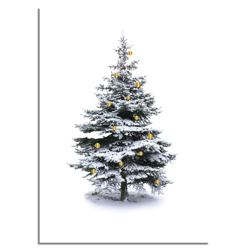 Kerstposter Kerstboom Goudfolie kerstballen 