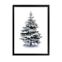 Kerstposter Kerstboom Goudfolie kerstballen