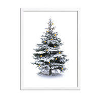 Weihnachtsposter Weihnachtsbaum Gold Weihnachtskugeln