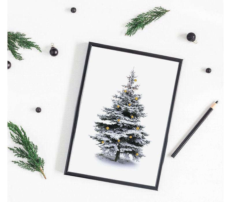 Weihnachtsposter Weihnachtsbaum Gold Weihnachtskugeln