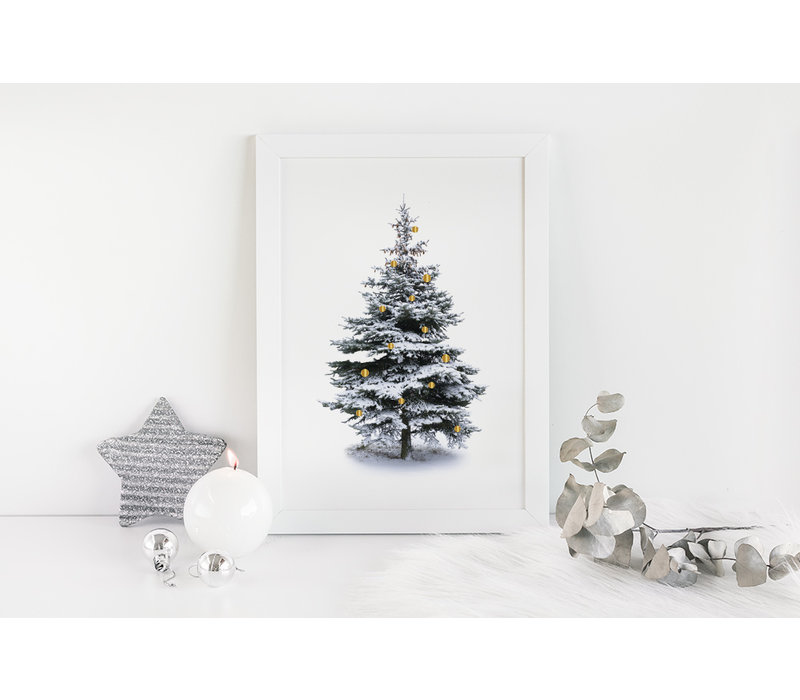 Weihnachtsposter Weihnachtsbaum Gold Weihnachtskugeln