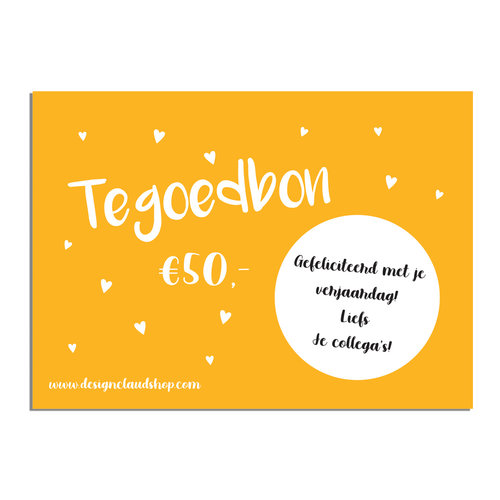 Cadeaubon DesignClaudShop 50 euro - Per post 