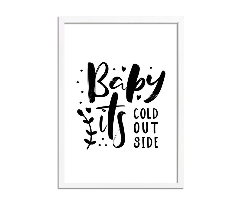 Weihnachtsposter  Baby it's cold outside - Weihnachtsdekoration Schwarz-Weiß
