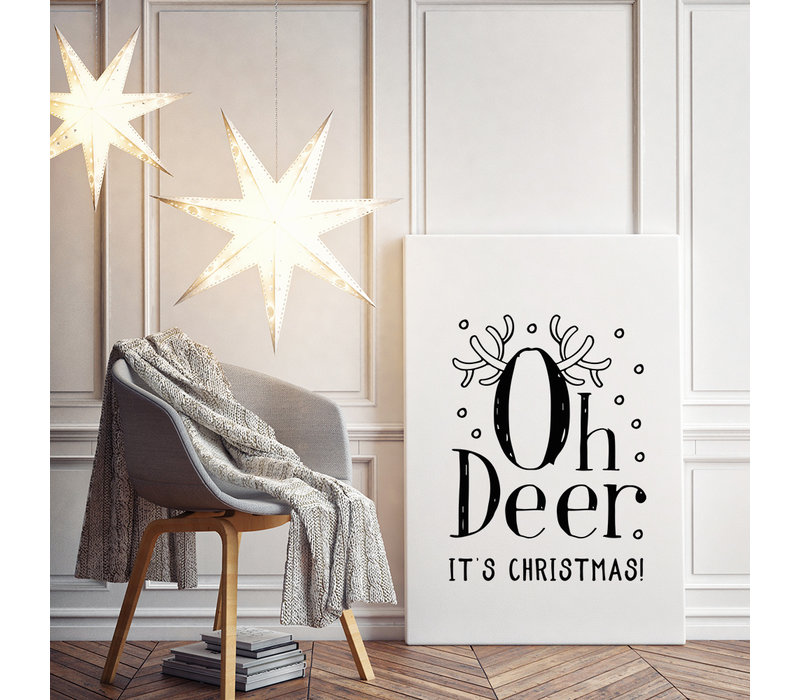 Weihnachtsposter  Oh Deer It's Christmas - Weihnachtsdekoration Schwarz-Weiß