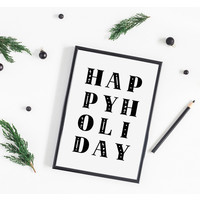 Weihnachtsposter  Happy Holiday - Weihnachtsdekoration Schwarz-Weiß