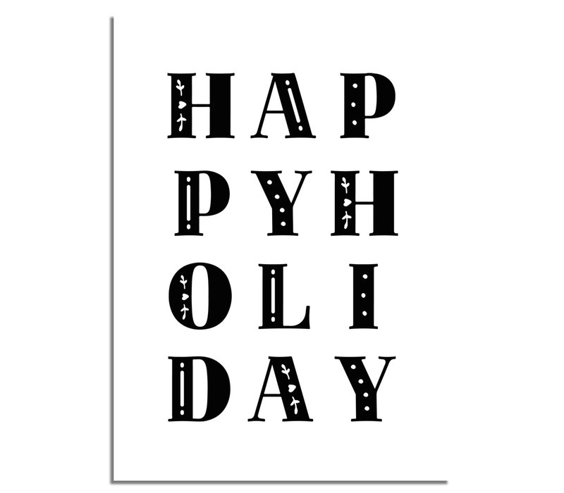 Weihnachtsposter  Happy Holiday - Weihnachtsdekoration Schwarz-Weiß
