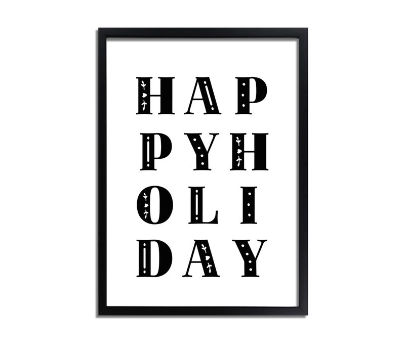Weihnachtsposter  Happy Holiday - Weihnachtsdekoration Schwarz-Weiß