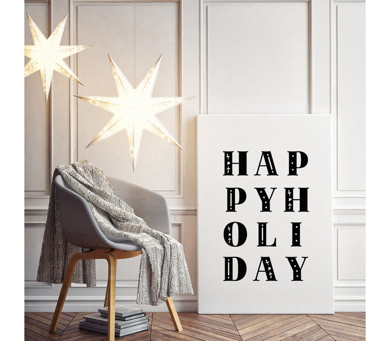Weihnachtsposter  Happy Holiday - Weihnachtsdekoration Schwarz-Weiß