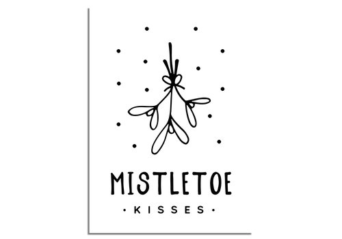 DesignClaud Weihnachtsposter Mistletoe - Weihnachtsdekoration Schwarz-Weiß