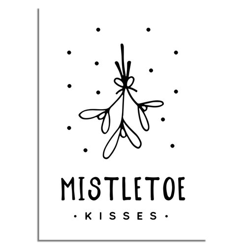 Weihnachtsposter Mistletoe - Weihnachtsdekoration Schwarz-Weiß 