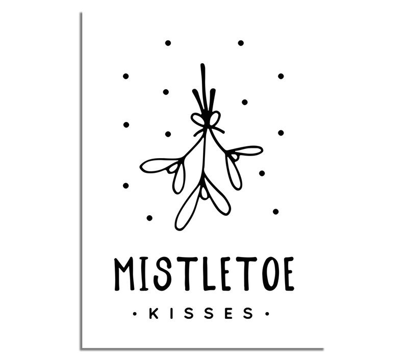 Weihnachtsposter Mistletoe - Weihnachtsdekoration Schwarz-Weiß