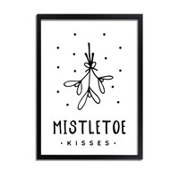 Weihnachtsposter Mistletoe - Weihnachtsdekoration Schwarz-Weiß