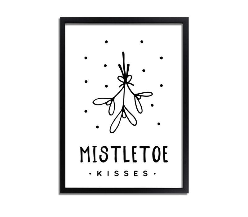 Weihnachtsposter Mistletoe - Weihnachtsdekoration Schwarz-Weiß