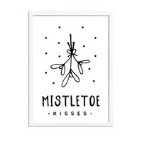 Weihnachtsposter Mistletoe - Weihnachtsdekoration Schwarz-Weiß