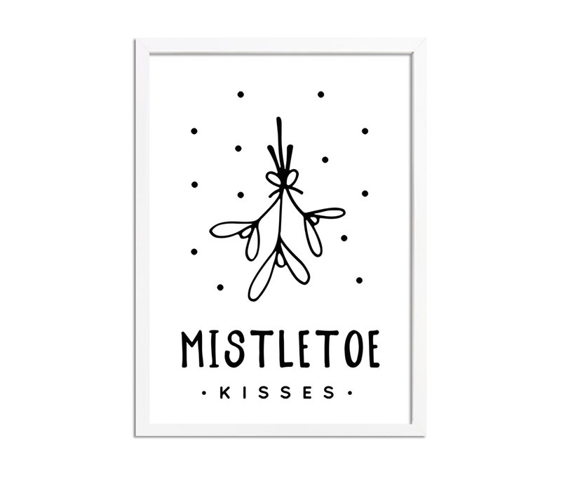 Weihnachtsposter Mistletoe - Weihnachtsdekoration Schwarz-Weiß
