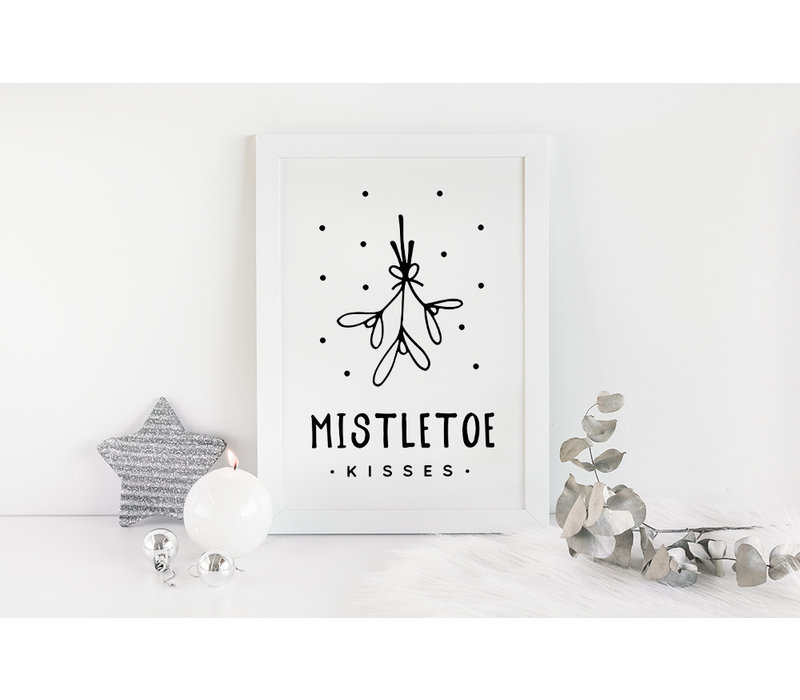 Weihnachtsposter Mistletoe - Weihnachtsdekoration Schwarz-Weiß