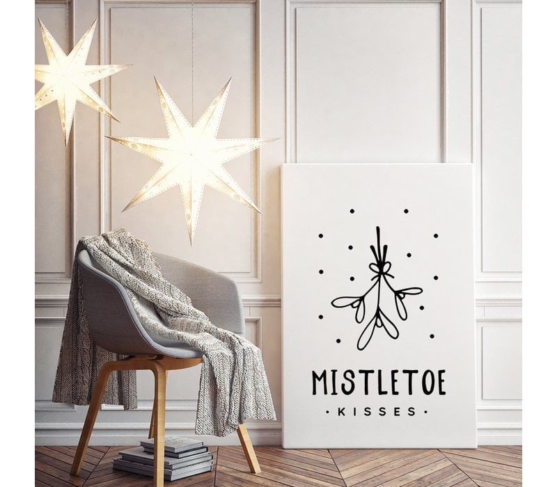 Kerstposter Mistletoe - Kerstdecoratie Zwart wit