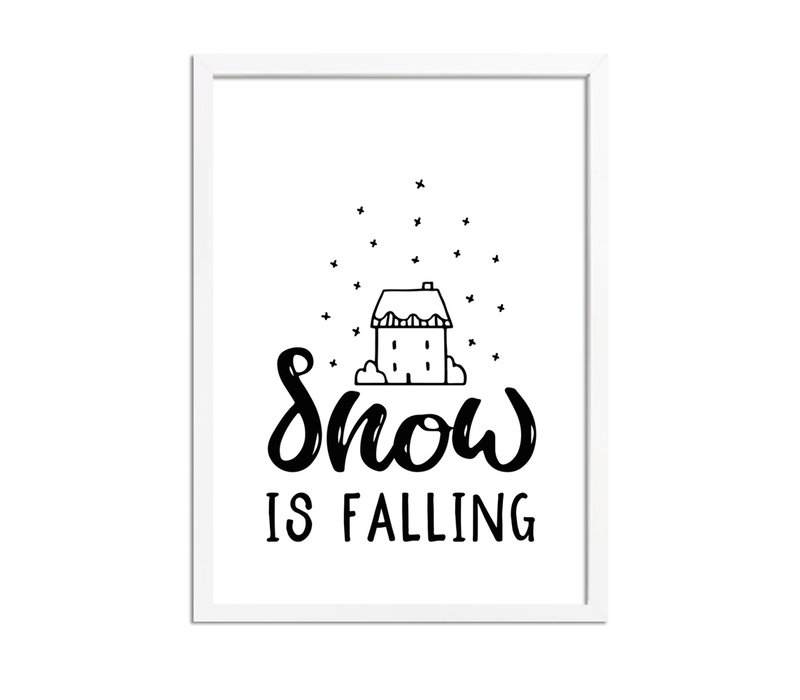 Weihnachtsposter Snow is falling - Weihnachtsdekoration Schwarz-Weiß