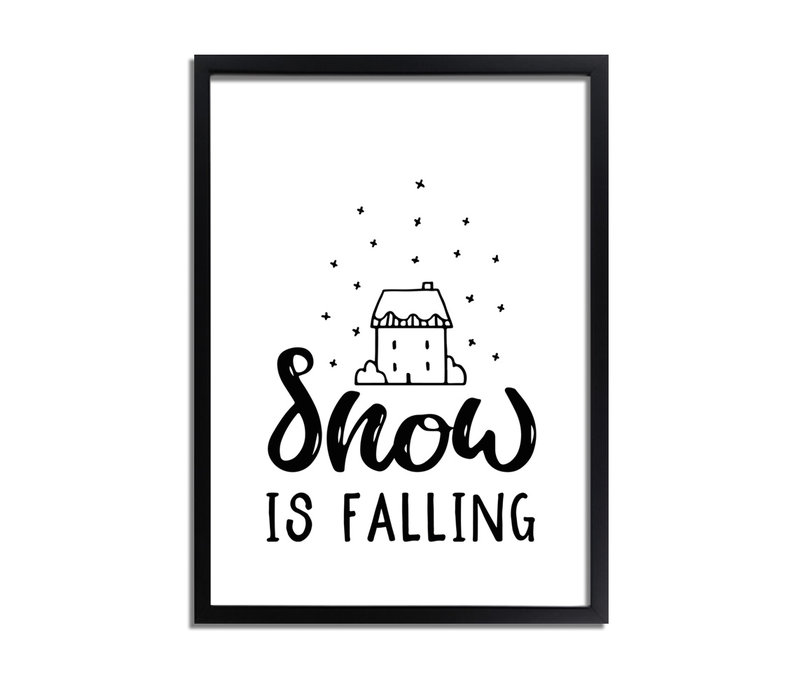 Weihnachtsposter Snow is falling - Weihnachtsdekoration Schwarz-Weiß