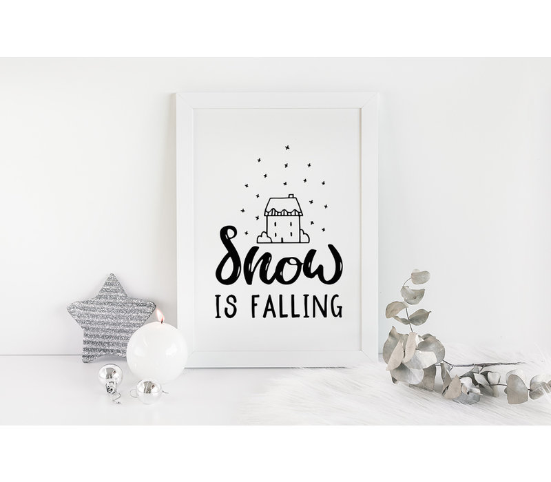Weihnachtsposter Snow is falling - Weihnachtsdekoration Schwarz-Weiß