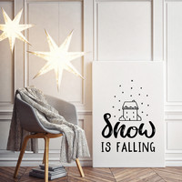 Weihnachtsposter Snow is falling - Weihnachtsdekoration Schwarz-Weiß