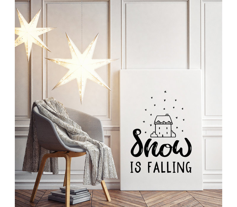 Weihnachtsposter Snow is falling - Weihnachtsdekoration Schwarz-Weiß