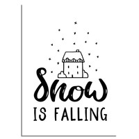 Weihnachtsposter Snow is falling - Weihnachtsdekoration Schwarz-Weiß