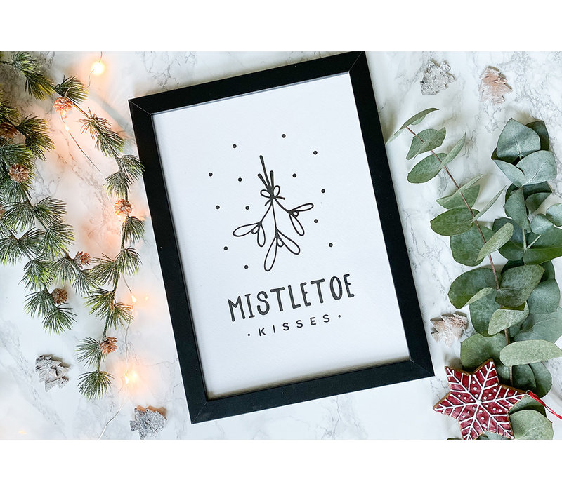 Weihnachtsposter Mistletoe - Weihnachtsdekoration Schwarz-Weiß