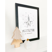 Weihnachtsposter Mistletoe - Weihnachtsdekoration Schwarz-Weiß