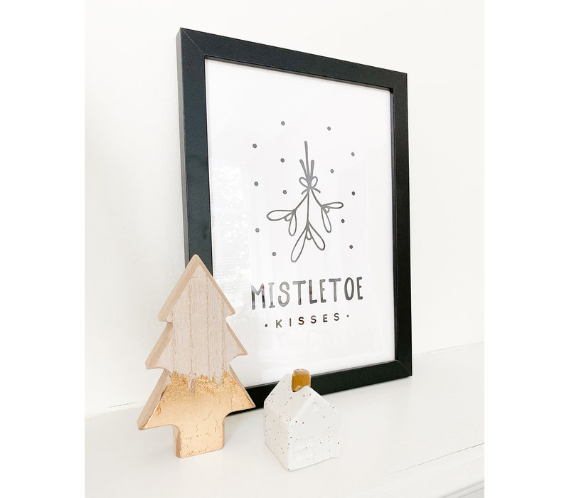 Weihnachtsposter Mistletoe - Weihnachtsdekoration Schwarz-Weiß