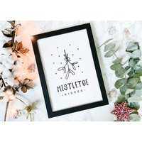 Weihnachtsposter Mistletoe - Weihnachtsdekoration Schwarz-Weiß