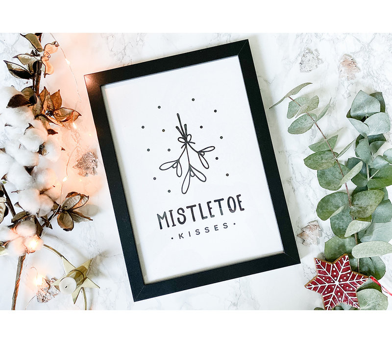 Kerstposter Mistletoe - Kerstdecoratie Zwart wit