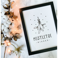 Weihnachtsposter Mistletoe - Weihnachtsdekoration Schwarz-Weiß