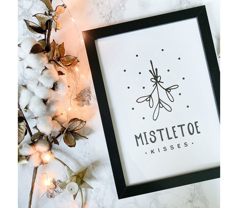 Weihnachtsposter Mistletoe - Weihnachtsdekoration Schwarz-Weiß