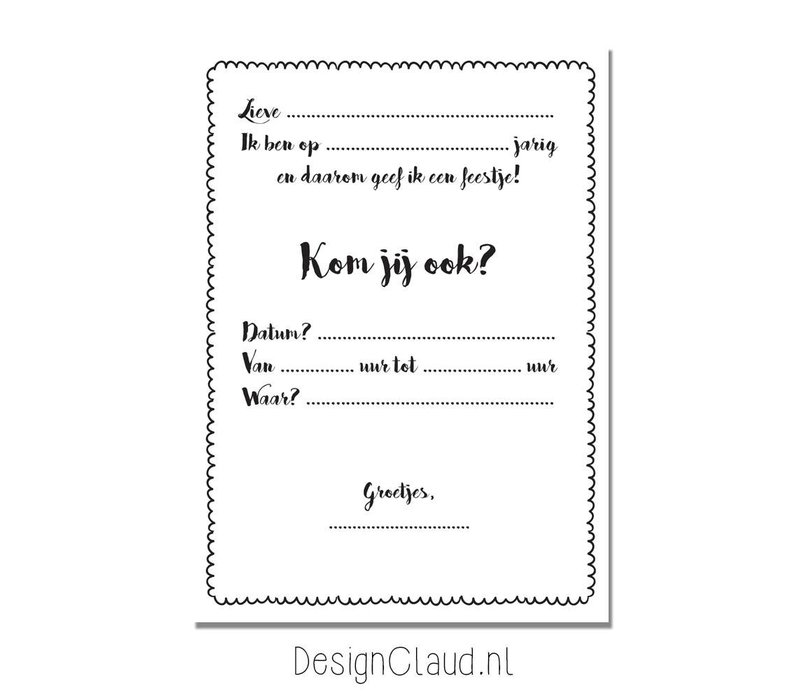 Einladung zur Kinderparty - Party - Schwarz-Weiß - Kinderkarten - Party - 20 Stück