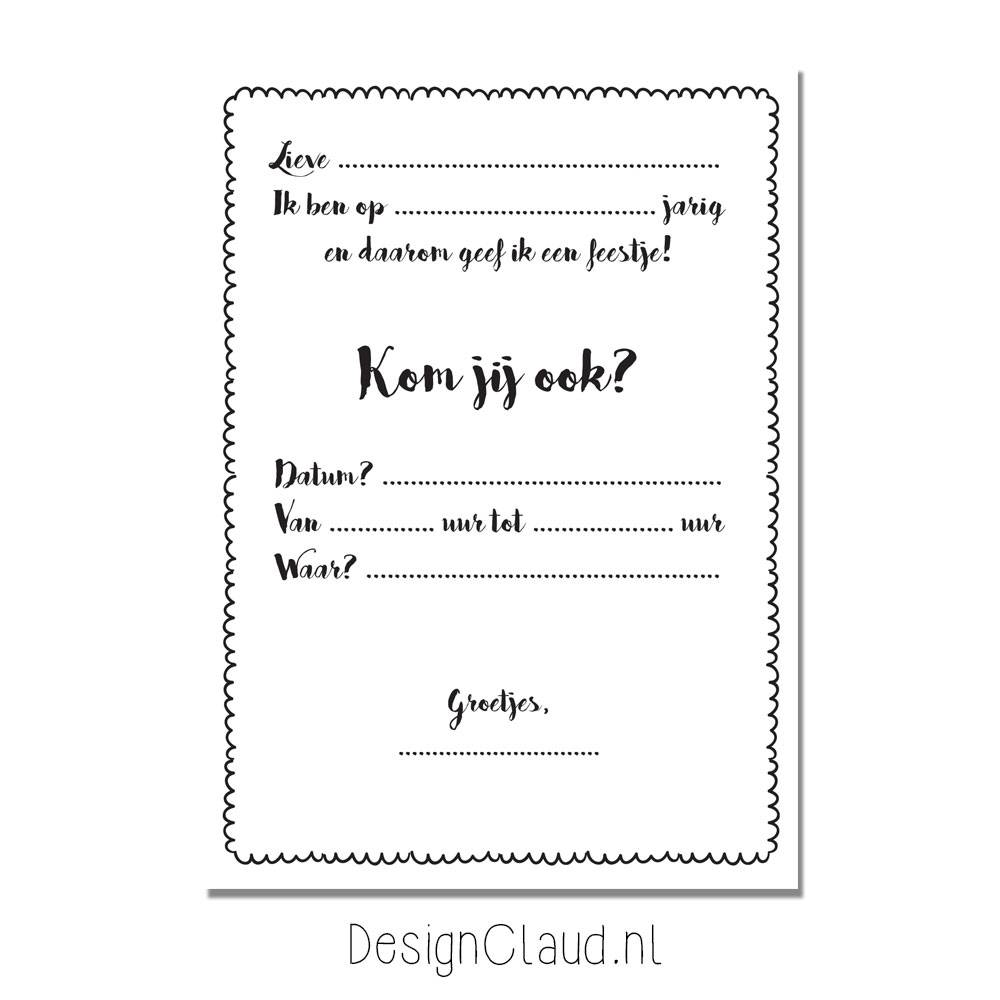 Wonderlijk Uitnodiging Kinderfeestje - Zwart wit - 20 stuks - DesignClaudShop FQ-92