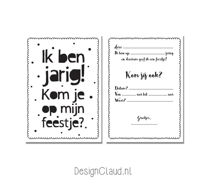 Einladung zur Kinderparty - Party - Schwarz-Weiß - Kinderkarten - Party - 20 Stück