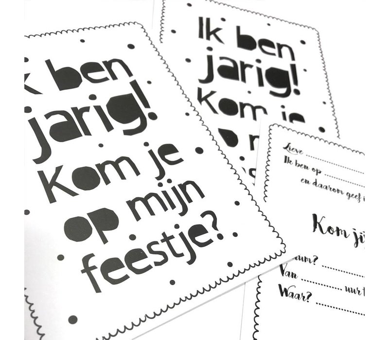 Einladung zur Kinderparty - Party - Schwarz-Weiß - Kinderkarten - Party - 20 Stück