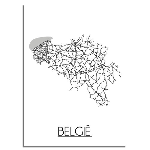 België Plattegrond poster 