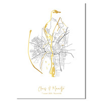 Affiche de mariage « Plan de la ville » - Affiche de mariage dorée