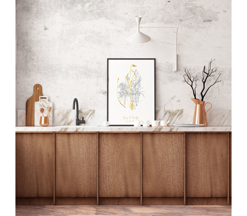 Wedding Poster: City Map Wedding Poster - Gold