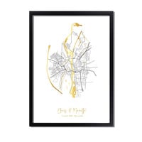 Hochzeitsposter Goldfolie / Silberfolie / Kupferfolie Stadtplan - Hochzeitsgeschenk personalisiert  - Copy