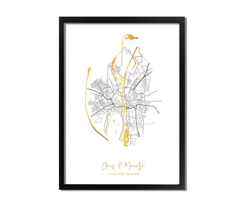 Affiche de mariage « Plan de la ville » - Affiche de mariage dorée