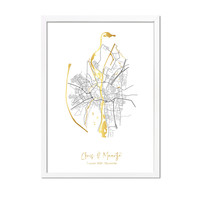 Hochzeitsposter Goldfolie / Silberfolie / Kupferfolie Stadtplan - Hochzeitsgeschenk personalisiert  - Copy