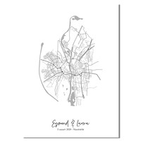 Affiche de mariage - Carte de la ville - Cadeau de mariage personnalisé