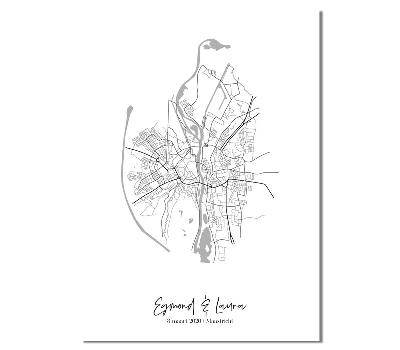 Affiche de mariage - Carte de la ville - Cadeau de mariage personnalisé