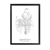Affiche de mariage - Carte de la ville - Cadeau de mariage personnalisé