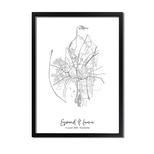 Affiche de mariage - Carte de la ville - Cadeau de mariage personnalisé 
