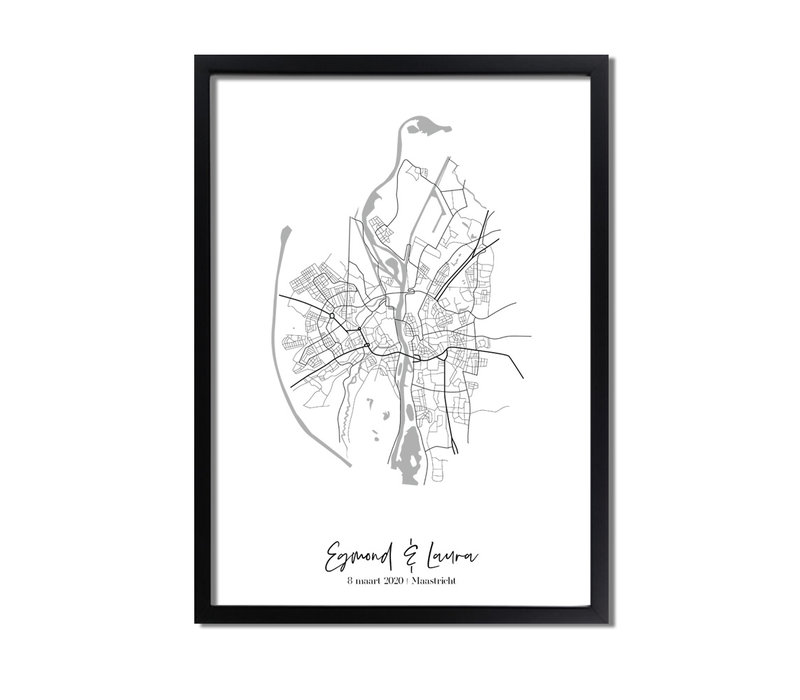 Affiche de mariage - Carte de la ville - Cadeau de mariage personnalisé